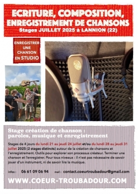 Écriture, composition et enregistrement de chanson Écriture, composition et enregistrement de chanson