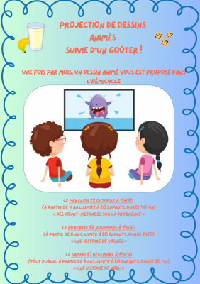 Dessin animé + goûter Dessin animé + goûter