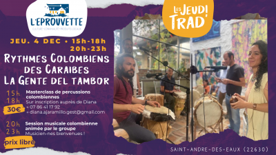 Les Jeudis trad' : Masterclass percussions colombiennes Les Jeudis trad' : Masterclass percussions colombiennes
