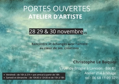 Portes ouvertes de l'atelier d'artiste Christophe Le Baquer