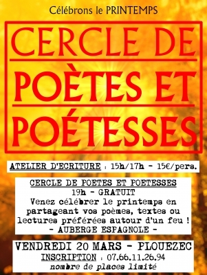 Cercle de Poètes et Poétesses + atelier d'écriture